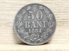 1884 B 50 Bani Romania Silver   835  Coin  carol I 