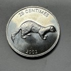2002 Congo 25 Centimes Coin     Lion   Mongoose Wildlife Design     Unc