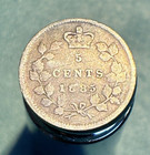 F - 1885 Large 5 - Canada - 5 Cents  - Attractive Silver Coin 