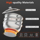 3 Tier Steamer Hot Pot Stainless Steel Cooker Steam Pot Food Cooking   Glass Lid