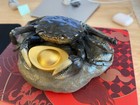 Hand Crafted Solid Bronze Metal Ultra Realistic Bronze Crab With Gold Ingot Rare