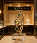 Elegant Vintage Women Oval Gold Bracelet Watch  green Quartz  luxury Timepiece
