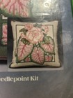 Ce Stitchery Kit 3401 Begonia Pillow 14 x14  Needlepoint Kit Pink Green Vintage