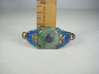 Antique Enamel Cloisonn   Jade Bracelet Chinese Export Silver Enamel Bats Symbols