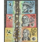 Australian  10  20  50 Dollar Circulated Banknote P63 P64 P65 Australia Polymer