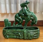 Mcm Ceramic Leaping Horse Planter Figural Art Pottery Jade Green  1940 s-1950 s
