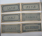 Us Confederate Currency Set -  1   5   10   20   50   100 Vintage Facsimile Mint