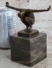 Nude Athlete Diver Man With Arms Outspread Art Deco Bronze Sculpture Statue Milo