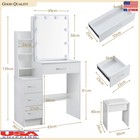 Makeup Table Vanity Desk Stool W  4 Drawers   Led Lighted Mirror Dressing Table