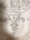 Antique Madeira Hand Embroidered Linen Towel W  Courtship Motif   Zz770