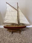 Vintage Model Pond Boat Sloop Sailing Boat For Nautical Or Maritime Collectors