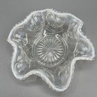 Antique Victor Pattern Ruffled Opalescent Clear Glass Berry Bowl Dugan 1905
