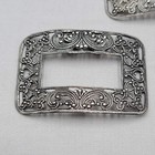 Vintage Pair Shoe Clips Silver Tone Metal Floral Rectangular Estate