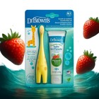 Dr  Brown s Infant Toddler Toothbrush Baby Toothpaste Strawberry Flavor 0-3 Yrs