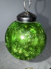 Vintage Kugel Style Green Crackle Glass Christmas Ornament 4  Heavy