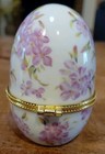 Vintage Egg Shaped Floral Hinged Trinket Box