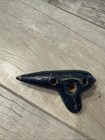 H  Fiehn Ocarina G3 Austria Blue Antique Gold Hand Painted Clay Flute 4 5   