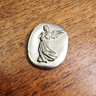 Guardian Angel Pocket Token Coin Silver Pewter Medal Spanish Fuerza Strength