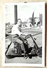 Handsome Man Riding Cushman Motor Scooter Vintage Snapshot Photo 1940s