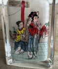 Vintage Chinese Reverse Painted Glass Snuff Bottle With Wand