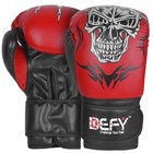 Defy    Boxing Gloves Leather Punch Training Sparring Mma Fight Ufc Red Skull