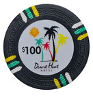  25pc   100 Denomination - 13 5g Clay Desert Heat Poker Chips  black 