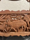 Vintage Mid Century Wooden Hand Carved Magazine Rack