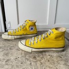 Vtg 70s Converse Hi Tops Yellow Made In Usa Box Logo Chucks Mens 8 Extra Stitch