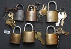 Lot 6 Vintage Corbin Usn Navy Brass Padlocks New Britain Ct Keys Work  0022