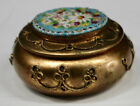Original Vintage Micro Mosaic Brass Pill Box Italy