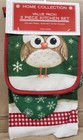3pc Set  1 Pot Holder 1 Towel   1 Oven Mitt  Christmas santa Owl   Snowflakes vp