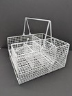 White Wire Caddy Outdoor Dining Picnic Condiments Utensils Plates Napkins