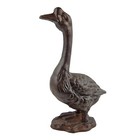 Large Cast Iron Goose Figurine Statue Home Garden Pond Decor Rustic Brown 13 In