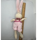 Applause Bunny Rabbit Plush Pink White Striped Overall Tie Stuffed Animal Easter