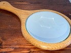 Vintage Hand Held Wooden Beveled Vanity Mirror