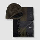  54 Kenneth Cole Reaction Men s Green Striped Logo Scarf   Beanie Hat Set Os