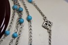 David Yurman Turquoise Bead Necklace Sterling Silver Layering Cable Chain 59   9