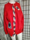 Vtg M-l Usa Patchwork Quilted Granny Cardigan Sweatshirt Womens Goose Theme 80s