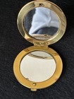 Gold And Pink Guilloche Collectible Cosmetic Compact With Mirror