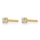 Madi K Cz Round Basket-set Stud Earrings Real 14k Yellow Gold 2mm Women s Solid