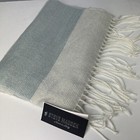 Steve Madden Muffler Scarf Lurex Striped Blue Grey Shimmer Fringe Italy Nwt