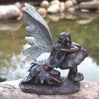 Napco Imports Fairy On Mushroom Copper Tone 17 X 15 Bronze Metal Collectible    