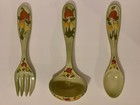 Vtg 1970s Ceramic Mushroom Kitchen Wall Hanging Set 3 Pc Retro Cottagecore Decor