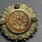 Vintage Freirich Signed Ornate Enameled Gold Tone Brooch French Pin Floral