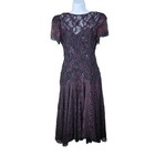 Vintage 80s Sequin Prom Dress Size 4 6 Evening Black Red Lace Long Event Alt