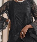 Size 14 Ashro Black Formal Wedding Church Party Seleata Allover Lace Jacket Dres