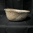 All Natural Collapsible Hand Woven Knitted Decorative Basket White   Tan As Is