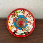 Vintage Spinning Top Toy Tin Metal Red Primitive Circus Magic Tricks