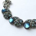 Vtg Selro Selini Blue Crystal Silver Tone Necklace   Clip Earrings Set