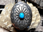 Vintage Light Blue Turquoise Concho Bolo Sterling Navajo Signed Jb Cowboy 18 5 